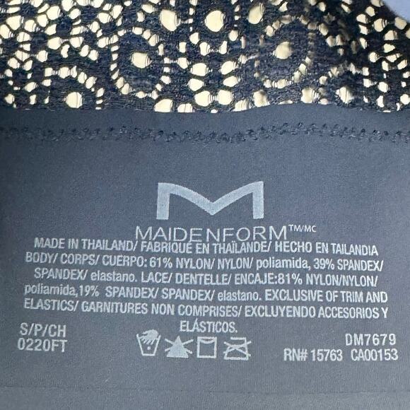 Maidenform Women’s Sports Bra Small Navy Blue Lace Back Bralette Stretch - Picture 3 of 4